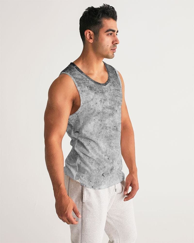 Mens Graphic Tank Top - Black and Gray Grunge Print